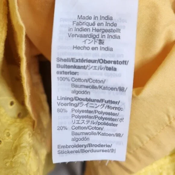 SOLD π J. Crew Yellow Eyelet Sleeveless Fit and Flair Shirtdress Size 4 - Picture 14 of 16